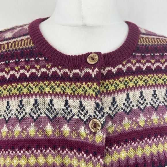 Country Rose Fair Isle Cardigan Size L Wool Blend Scandi Nordic Land Girl - Picture 3 of 9